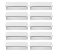 Healeved 10pcs Small Metal Box with Lid: Rectangular Sliding Lid Iron Storage Box for Floss Lip Balm Jewelry and Craft Supplies - Christmas Candy Organizer Tin