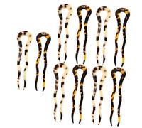 Healeved 10pcs U-shaped Acetate Hair Forks French Wavy Chignon Clips for Elegant Updos Non- Comfortable Hairpins for Daily Use for Parties and Festivals