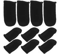 Healeved 10pcs Ultra Thin Black Gaming Finger Sleeves Breathable Wear-resistant Cloth Touchscreen Compatible Finger Covers for Mobile Phone Games