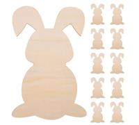Healeved 10pcs Unfinished Wooden Bunny Slices for Easter Crafts, Blank Wood Chips with Simple Design and High-Grade Wood Material, Practical for Easter Hanging Door Decorations