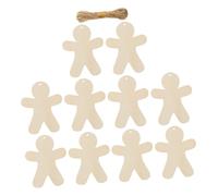 Healeved 10pcs Wooden Christmas Tree Decorations Set with Gingerbread Man Hollow Cutouts, Unfinished DIY Hanging Ornaments with 60Cm Strings for Xmas Party and Tree Hanging Supplies
