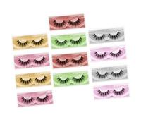 Healeved 12 Pairs False Eyelashes for Mixed Dense Curl Fiber Lashes in Yellow Green Purple Red Silver Pink Natural Look Performance Eyelashes for Eye Beauty