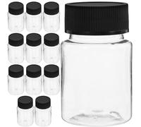 Healeved 12 Pcs 50ml Small Plastic Bottles with Screw Caps, Empty Clear Plastic Potion Bottles Mini Travel Medicine Containers Wide Mouth Reusable Sample Jars for Liquid Solid Powder