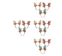 Healeved 12 Pcs Reusable Christmas Deer Antlers Headband with Comfortable Fit, Plush Cloth Material, Vibrant Red and Green Colours, for Holiday Gatherings and Christmas Parties