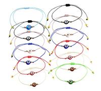 Healeved 12Pcs Adjustable Evil Eye Wrist Cord Bracelets for Women Turkish Colorful Flat Round Rope Bands Lightweight Minimalist Protection Jewelry Set
