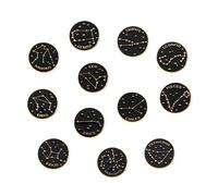 Healeved 12pcs Black round Alloy Enamel Zodiac Brooch Pins Set, Metal Star Sign Lapel Badges for Women’s Clothing Accessories