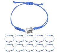 Healeved 12pcs Blue Cheerleading Wristbands Adjustable Braided Bracelets for Cheer Team Spirit Accessories and Encouragement Set