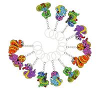 Healeved 12pcs Cartoon Snake Keychain Pack with Pvc and Metal Materials, Lovely Bright Colour Design, Easy to Find and Decorative Key Rings for Bags