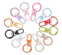 Healeved 12pcs Colorful Donut Spring Buckle Clips with Split Rings, Alloy U-Shaped Quick Release Keychain Clasps for DIY Bag Charms, Jewelry Making Accessories for Crafts and Keychains