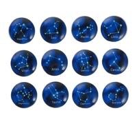 Healeved 12pcs Creative Blue Zodiac Refrigerator Magnets Set, Glass Material Non-slip Fridge Decals for Kitchen Decoration and Stick Notes on Fridge, Eye-catching Home Accessories
