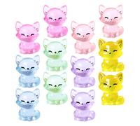Healeved 12pcs Creative Glow in The Dark Resin Fox Ornaments Miniature Animal Figurines for Bonsai Decoration and Micro Landscape Setups, Compact Cute Resin Fox Statues