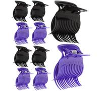 Healeved 12pcs Hot Roller Claw Hair Curler Clips Plastic Heat-resistant Sectioning Styling Tools for Women Salon Hair Care Black and Purple