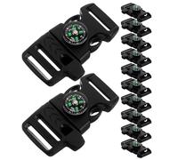 Healeved 12pcs Paracord Bracelet Buckle with Emergency Whistle and Compass, Quick Release Plastic Buckles Universal 20mm Fit for Outdoor Hiking and Camping Survival Kits