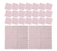 Healeved 12pcs Pink Gingham Napkins for Wedding - 9.6x9.6 3 Ply Scalloped Disposable Paper Napkins - Pink and White Checkered Tissue for Christmas, Baby Shower, Tea Party, Birthday, Picnic
