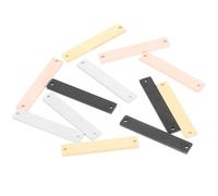 Healeved 12Pcs Stainless Steel Rectangular Double-Hole Engraving Blanks Charms for DIY Jewelry Making, Metal Stamping Name Tag Blanks, Gold, Rose Gold, and Black for Crafting