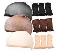 Healeved 12pcs Women Wig Caps Elastic Nylon Mesh Caps for Wig Making Comfortable Breathable for Various Types Includes Skin Tone Colors