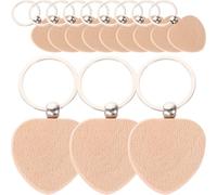 Healeved 12Pcs Wooden Keychain Blanks DIY Crafting Supplies Hand Carved Blank Key Tags for Engraving and Wood Craft Projects