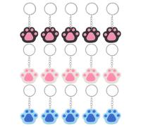 Healeved 15pcs Dog Paw Keychains Set for Car Keys and Purse Pendant, Kawaii Blue White Black Keyring Charms for Pet Birthday Party Accessories
