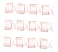 Healeved 15Pcs Frosted Pink Clear Party Gift Bags with Bows Reusable Goodie Bags for Weddings Birthdays Valentines Christmas Medium Elegant Treat Holders