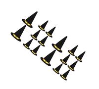 Healeved 16 pcs Mini Black Felt Witch Hats Handmade Wine Bottle Covers Halloween Decorations DIY Crafts Party Favors Hair Accessories for Holiday Table Decor