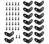 Healeved 16PCS -Coated 90° L-Shaped Corner Brackets with 32PCS Black Self-Tapping Screws, Thickened Stainless Steel Angle Braces for Furniture Shelves and Cabinet Support