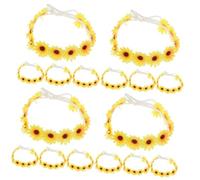 Healeved 16pcs Soft Flower Headband Sunflower Headband for Women Boho Hippie Hair Band Wedding Party Decor