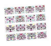 Healeved 16sheets Fluorescent Tattoos Sticker Skull Floral Face Temporary Stickers for Halloween Face Decor