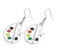 Healeved 1Pair Artist Palette Dangle Earrings Unique Paint Tray Charm Jewelry for Women for Artists Creative Souls Quirky Accessory for Any Outfit