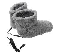 Healeved 1pair Electric Foot Warmer, USB Electric Heating Slippers Socks Heated Plush Shoe Rechargeable Cold Weather Shoes Winter Foot Booties for Bed and Under Desk Grey