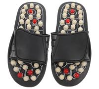 Healeved 1pair Foot Reflexology Massage Shoes with Adjustable Strap and Plastic Material, Promotes Blood Flow, Traditional Yin Yang Design, Black Dot Pattern, English Size 40-41, Healthcare