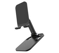 Healeved 1pc Adjustable Aluminum Alloy Foldable Phone Holder Stand Retractable Rack for Desktop Use Video Watching and Video Calls Compatible with Smartphones and Tablets Black