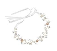 Healeved 1pc Adjustable Pearl Flower Headband Rhinestone Decoration Elegant Hair Accessories for Weddings Parties Proms and Special Occasions