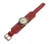 Healeved 1PC Genuine Cowhide Vintage Roman Numerals Wrist Watch for Women Stylish Red Bracelet Watch with Advanced Quartz Movement Elegant Design for Casual and Formal Wear