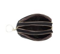 Healeved 1Pc Leather Coin Purse Zippered Change Pouch for Women Compact Mini Wallet with Keychain Ring for Id Cards Cash and Keys Black