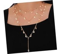 Healeved 1Pc Multi Women Neck Chain with Five Pointed Star and Moon Pendant Elegant Clavicle Decoration for Fashion Styles and Special Occasions