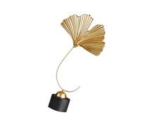 Healeved 1pc Realistic Ginkgo Leaf Ornament with Smooth Texture Metal Craft Decor Golden Black Single Adornment for Home Office Living Decoration