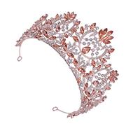 Healeved 1pc Vintage Baroque Crown Rhinestones for Brides Luxurious Rose Gold Tiara for Weddings Photography and Special Occasions Elegant Hair Accessory for Women