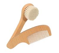 Healeved 1set Bath Brush and Comb Set Soft Natural Wool Brush and Comb for Newborns Gentle Scalp Care and Grooming Tool for Bathing and Hair Care