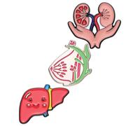 Healeved 1set Cute Brooch Creative Heart Lung Organ Pins for Backpacks and Jackets Unique Decorative Clothing Accessories 3pcs
