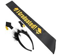 Healeved 1set Graduation Sash and Headband Mini Graduation Cap for Celebrating Graduates Unique Accessories