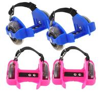 Healeved 2 Pairs Adjustable LED Light-Up Roller Skates for, Outdoor Beginner Skating Shoes with Comfortable PVC Wheels, Protective Training Skates for Boys and