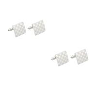 Healeved 2 Pairs Classic Square Pattern Cufflinks for Men Business Shirts Wedding Formal Suit Accessories Professional Technology Fathers Day Gift