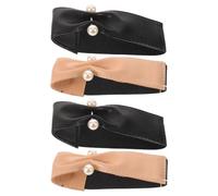 Healeved 2 Pairs Elastic Detachable High Heel Straps - Comfortable Wide Anti Drop Shoe Bands with Fake Pearl - PU Shoe Ankle Strap for Women Loose Heels Sandals