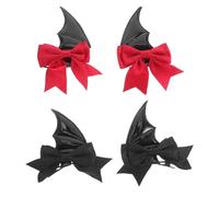 Healeved 2 Pairs Kawaii Hair Clips: Halloween Bat Wing Hair Clips With Bow - Costume Accessories For Diy Crafts Cosplay And Spooky Festival