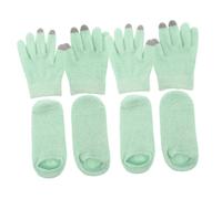 Healeved 2 Pairs Light Green Winter Hydrating Gel Gloves and Socks Set for Sensitive Skin Touchscreen Yarn Handwear for Dry Hands and Feet Care Moisturizing Spa Gel Protection for Cold