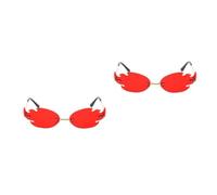 Healeved 2 Pairs Retro Rimless Fire Flame Sunglasses for Women and Men, Comfortable PC Material with Wide Unobstructed View, for Halloween and Retro Parties, Stylish Party Eyewear in Red