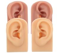 Healeved 2 Pairs Silicone Ear Piercing Practice Model Left and Right Soft Flexible Fake Ear for Jewelry Display Human Anatomy Model for Training Silicone Body Parts