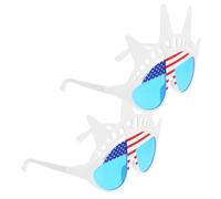 Healeved 2 Pcs American Flag Party Eyeglasses Fun Patriotic Sunglasses for Independence Day Celebrations Quirky Photo Booth Props for Adults Memorial Day of July Decorations