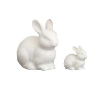 Healeved 2 Pcs Bunny Figurines Porcelain Rabbits White Porcelain Rabbits Shaped Desktop Decor Model Charm and Elegance Fine Details for Parties