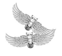 Healeved 2 Pcs Detachable Angel Wing Shoe Clips White Zinc Alloy Rhinestone Crystal Shoe Jewelry Clips Embellishment Charms for Women